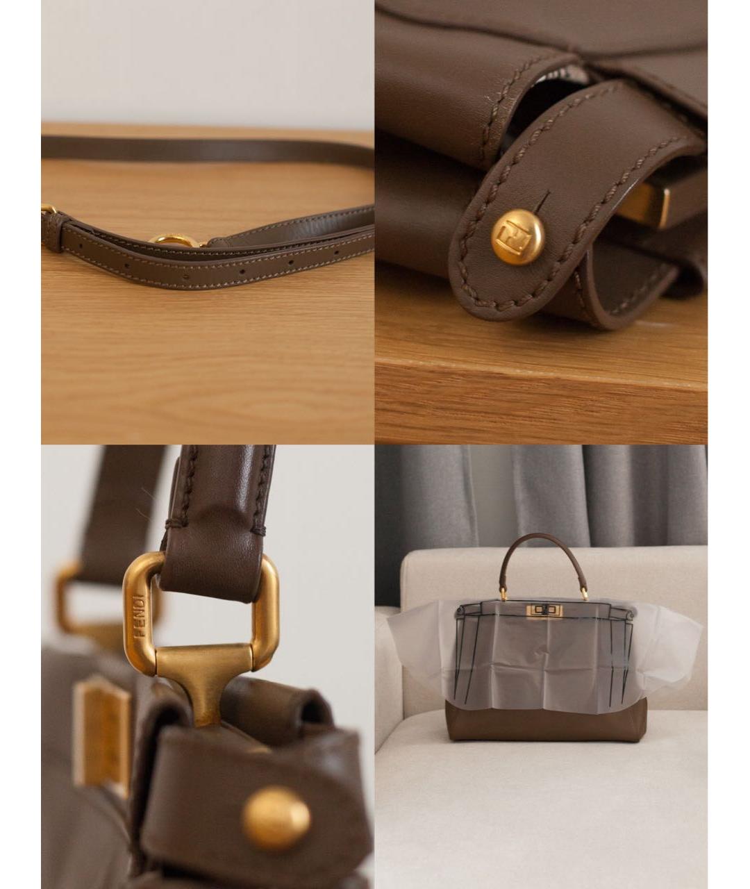 FENDI Коричневая кожаная сумка через плечо, фото 5