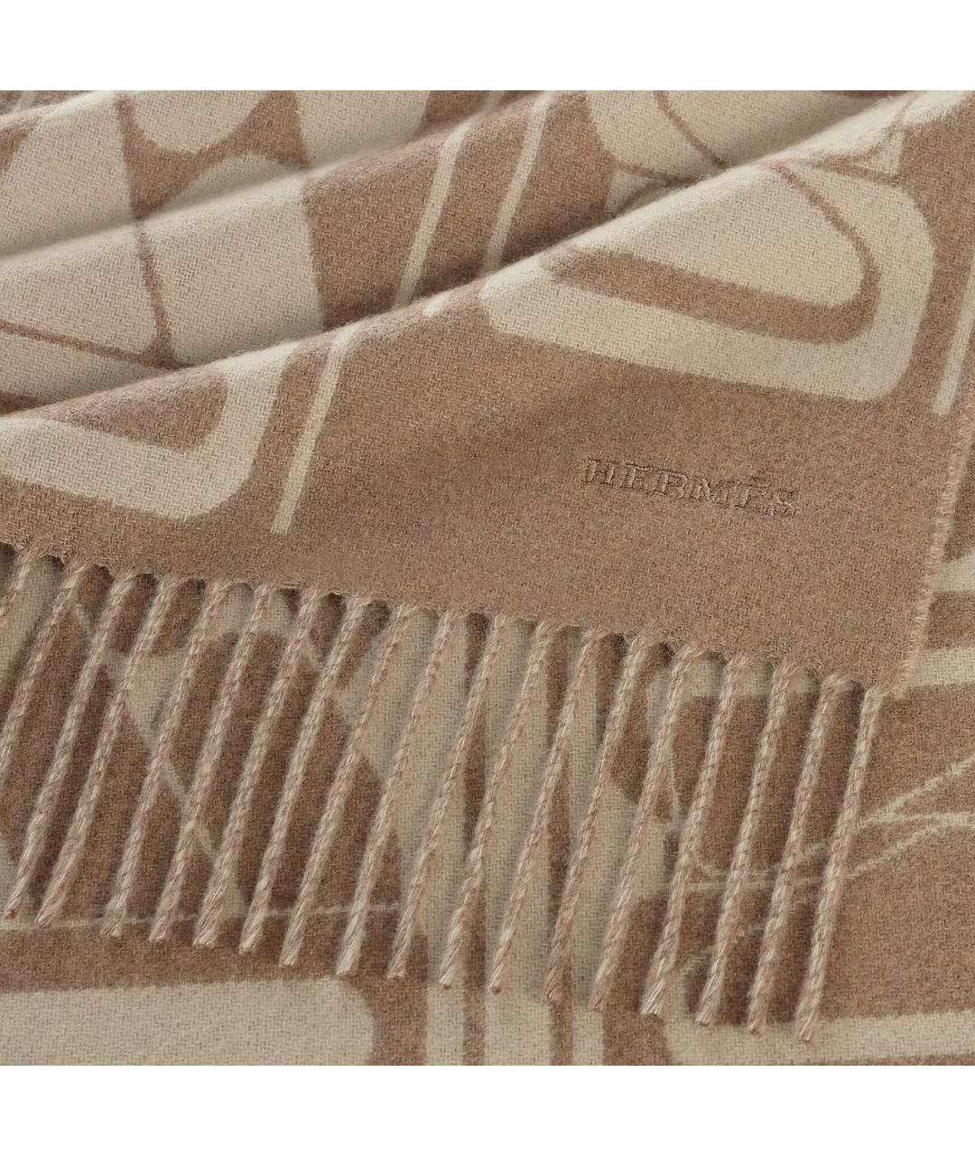 HERMES Бежевый кашемировый шарф, фото 3