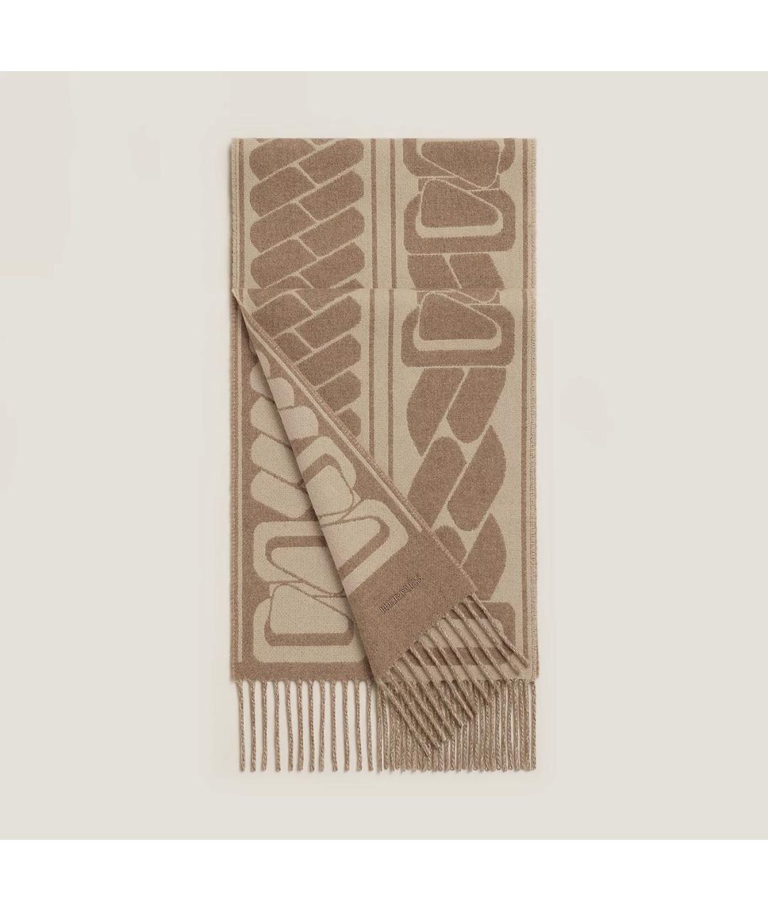 HERMES Бежевый кашемировый шарф, фото 4