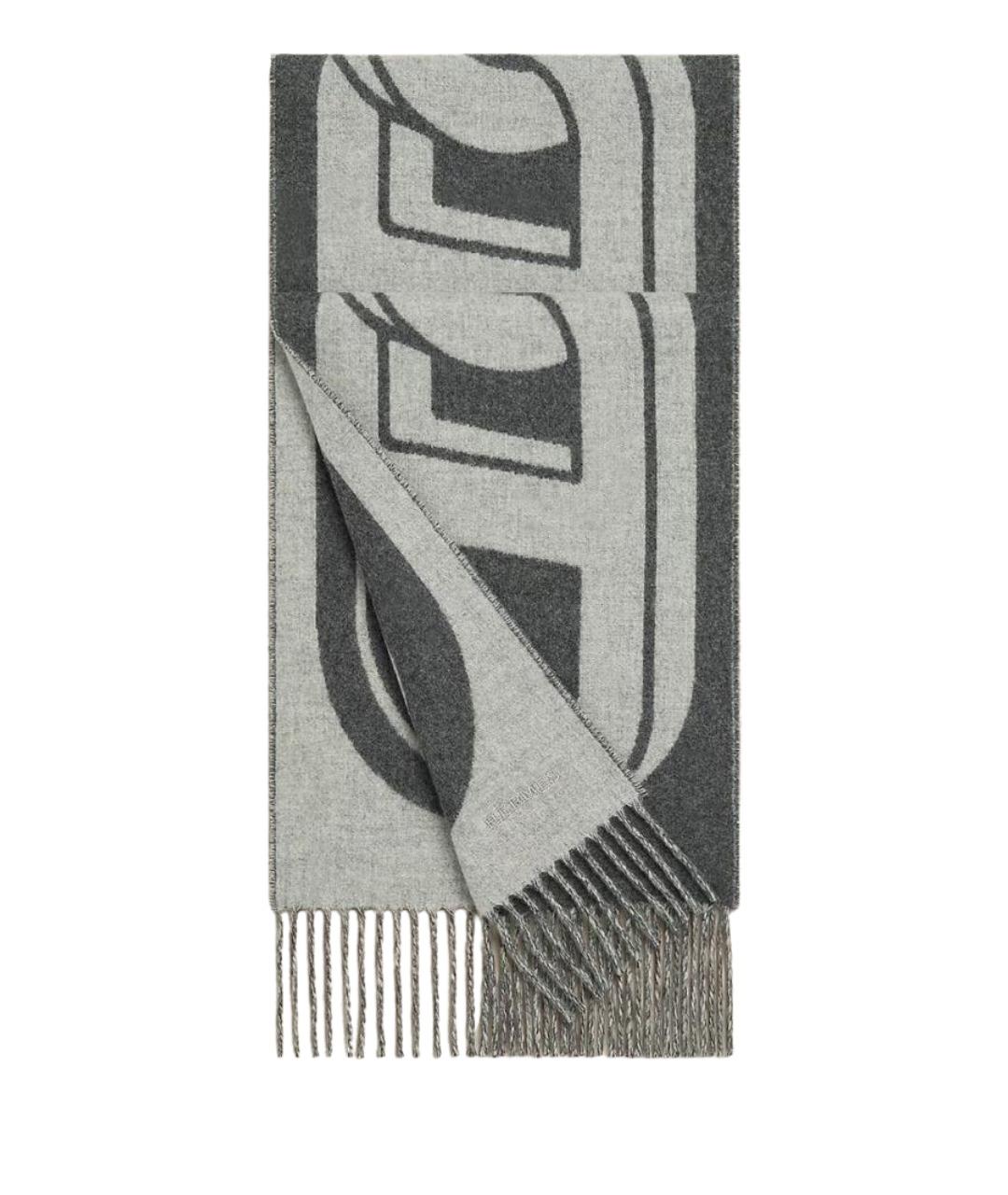 HERMES Серый кашемировый шарф, фото 1