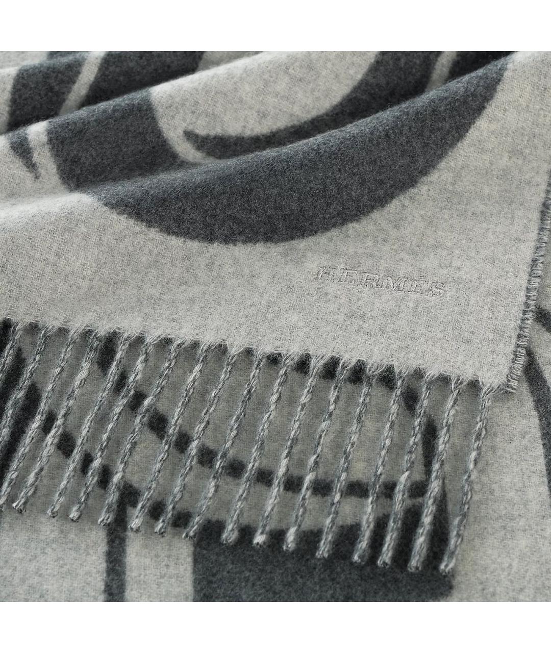 HERMES Серый кашемировый шарф, фото 3
