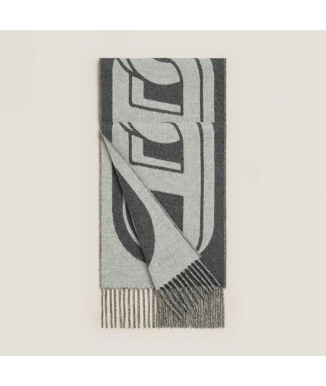 HERMES Серый кашемировый шарф, фото 5