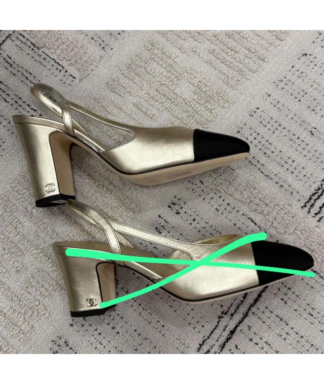 CHANEL Золотые кожаные туфли, фото 7