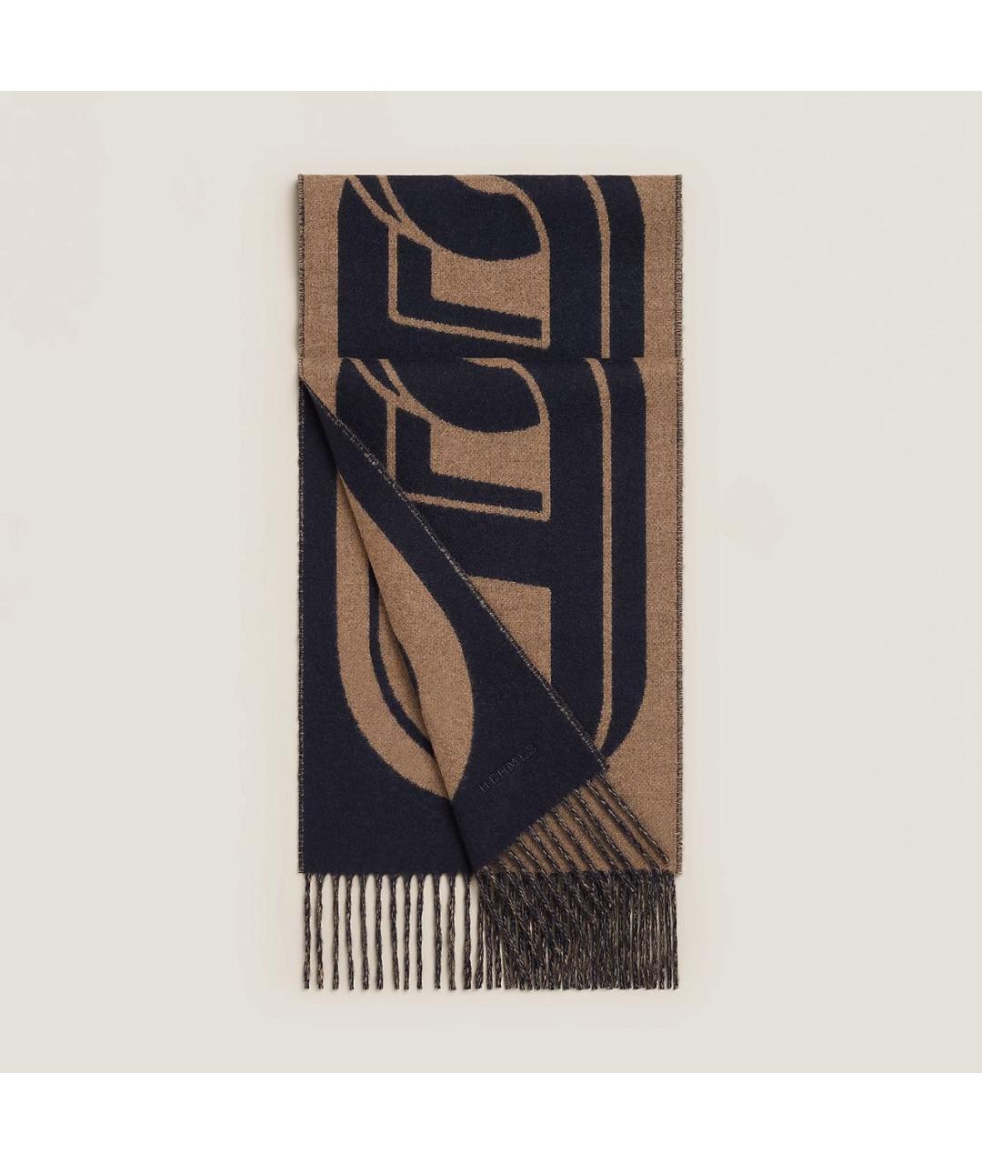 HERMES Коричневый кашемировый шарф, фото 4