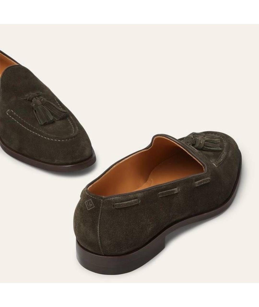 LORO PIANA Хаки замшевые лоферы, фото 4