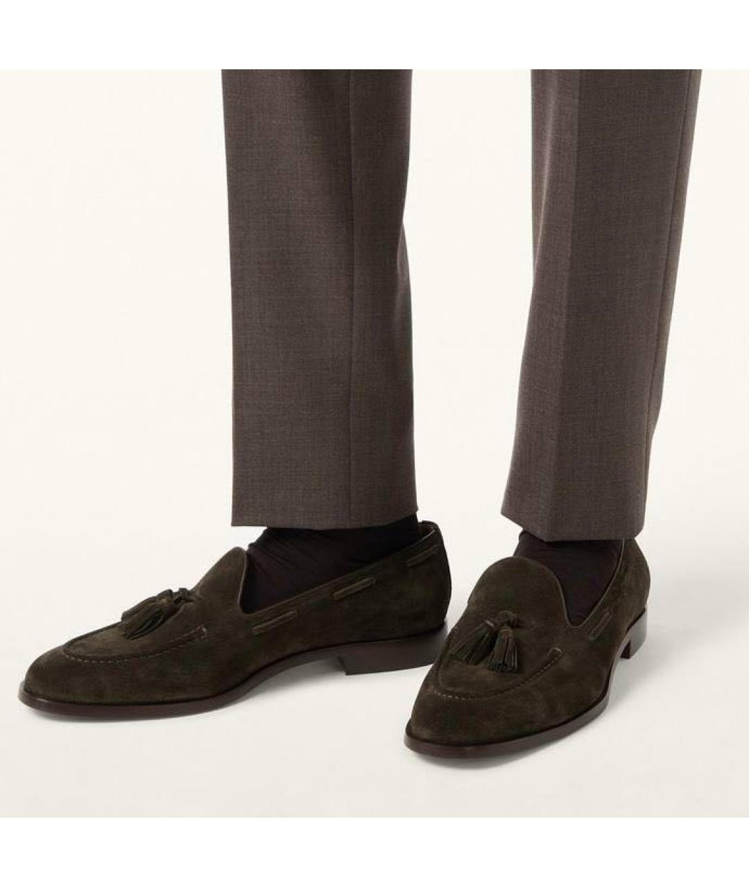 LORO PIANA Хаки замшевые лоферы, фото 3