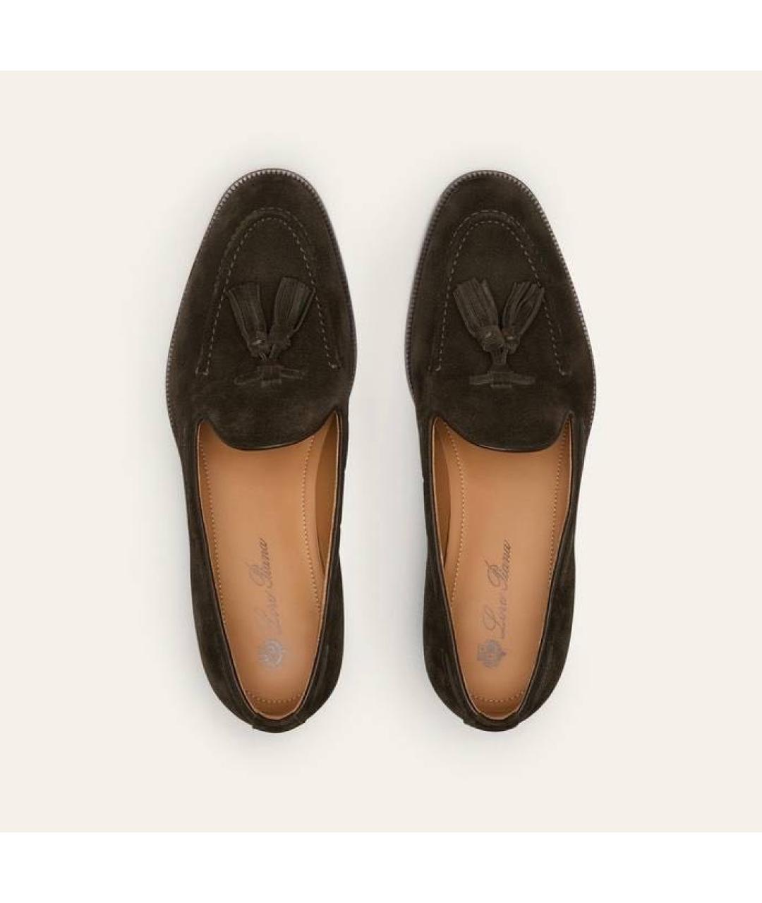 LORO PIANA Хаки замшевые лоферы, фото 2