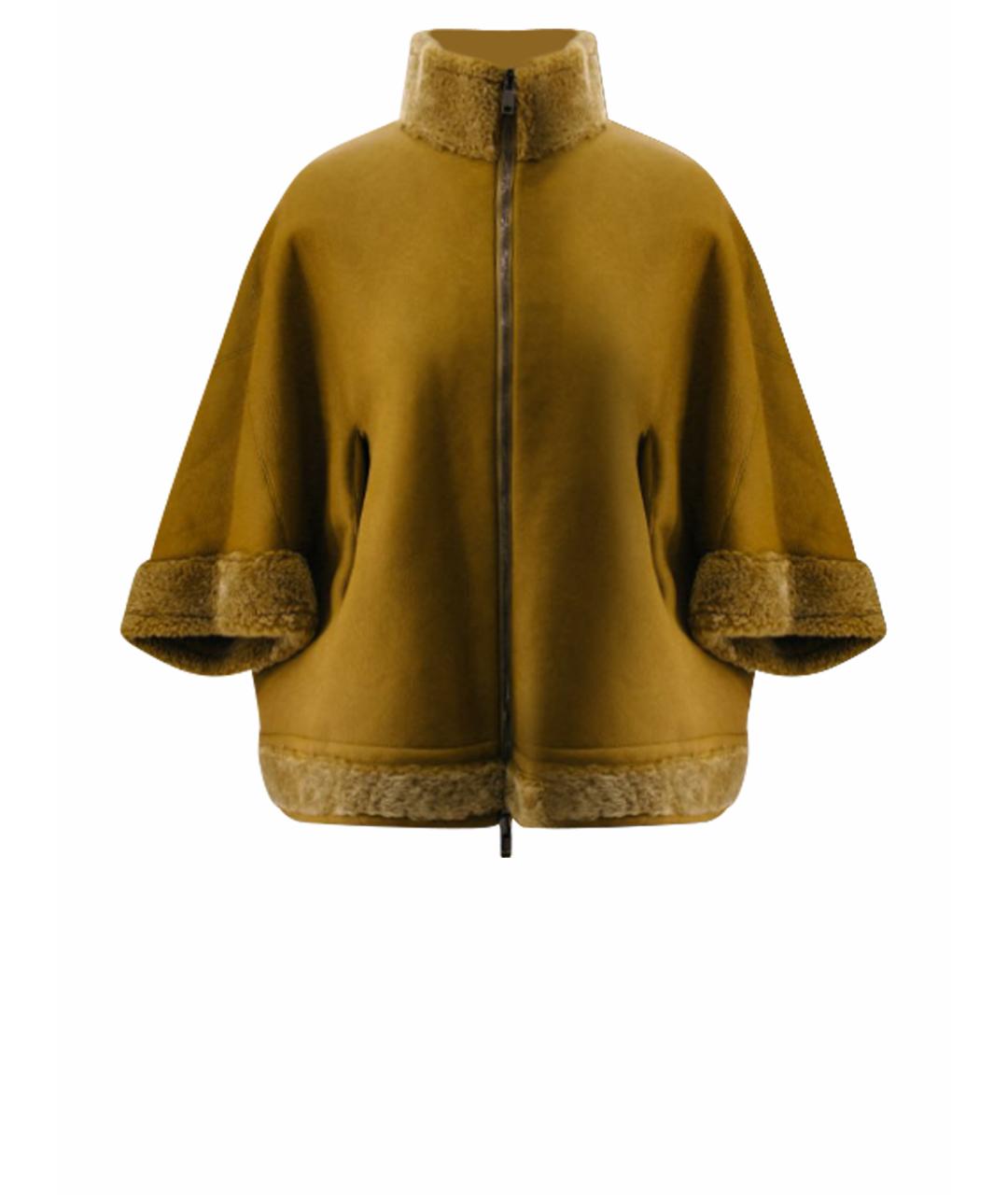 GENTRY PORTOFINO Горчичная меховая дубленка, фото 1