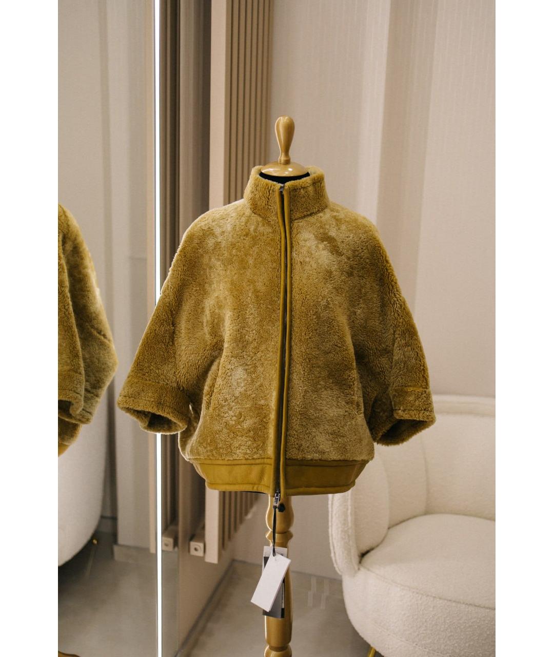 GENTRY PORTOFINO Горчичная меховая дубленка, фото 3