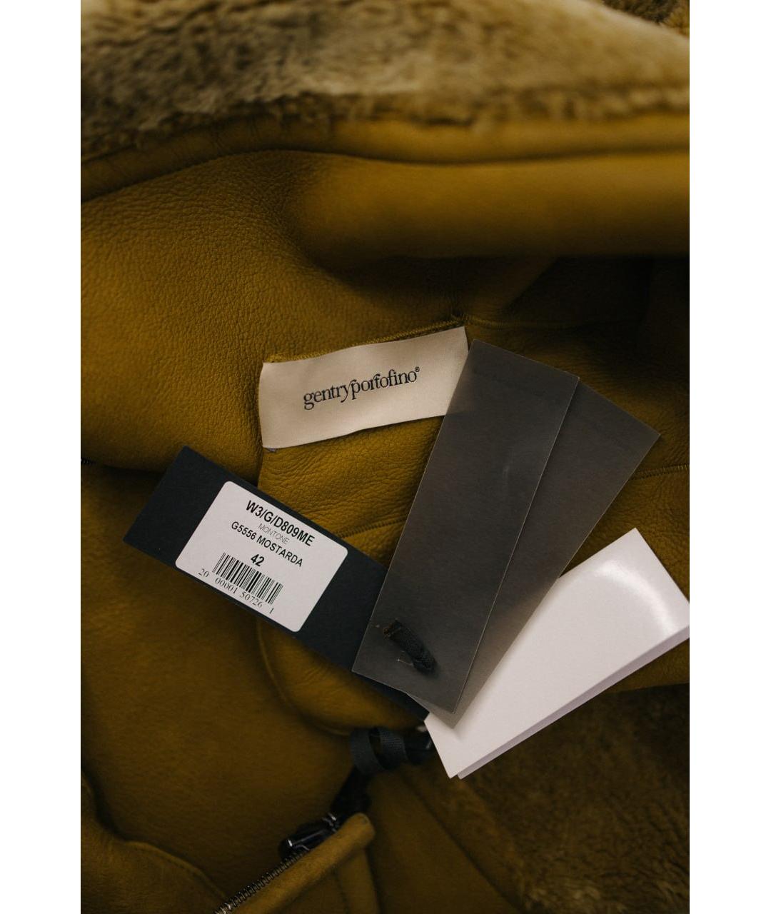 GENTRY PORTOFINO Горчичная меховая дубленка, фото 5