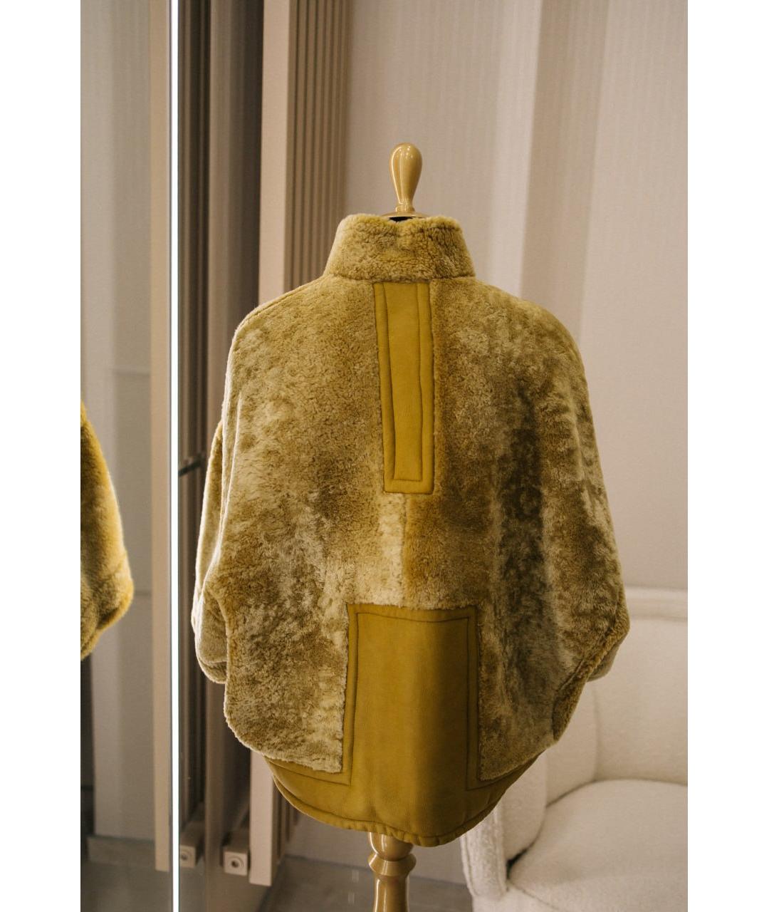 GENTRY PORTOFINO Горчичная меховая дубленка, фото 4