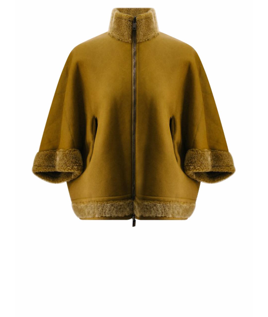 GENTRY PORTOFINO Горчичная меховая дубленка, фото 6