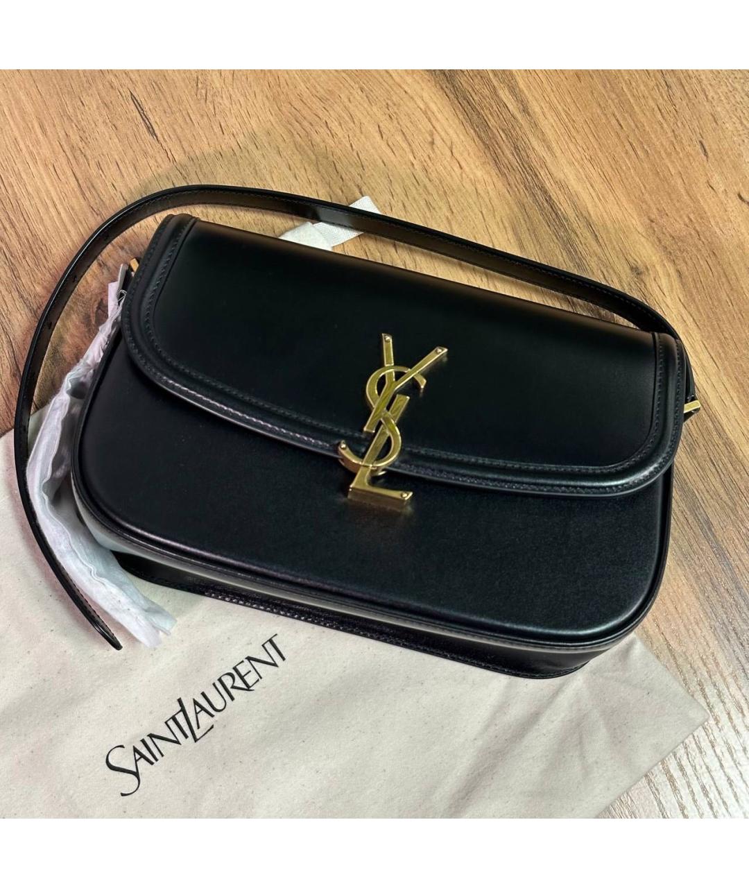 SAINT LAURENT Черная кожаная сумка с короткими ручками, фото 6