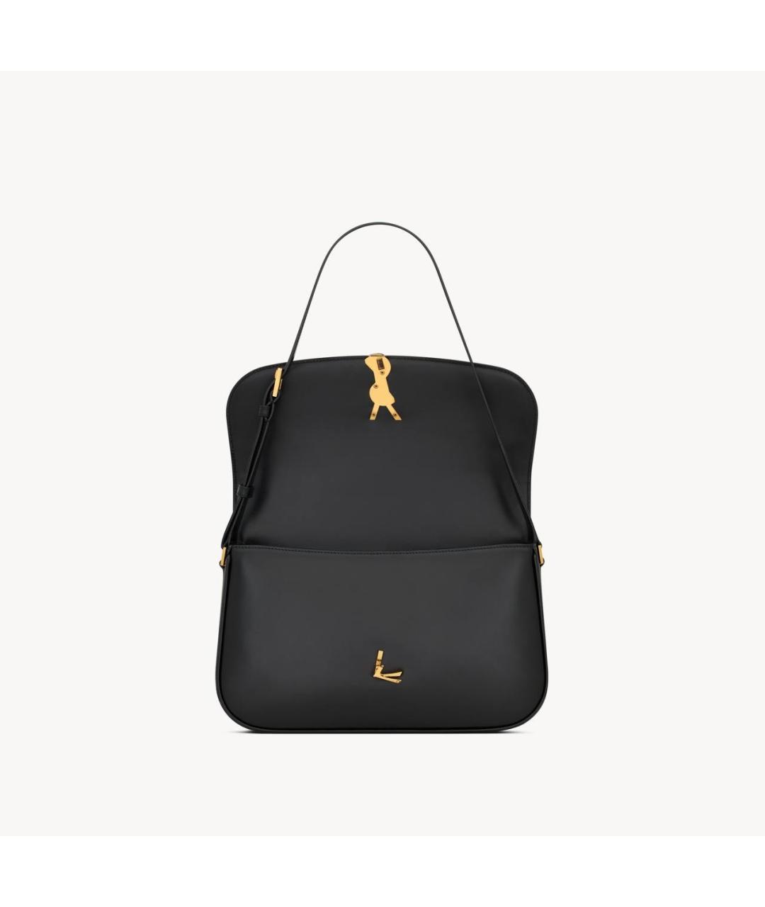 SAINT LAURENT Черная кожаная сумка с короткими ручками, фото 2