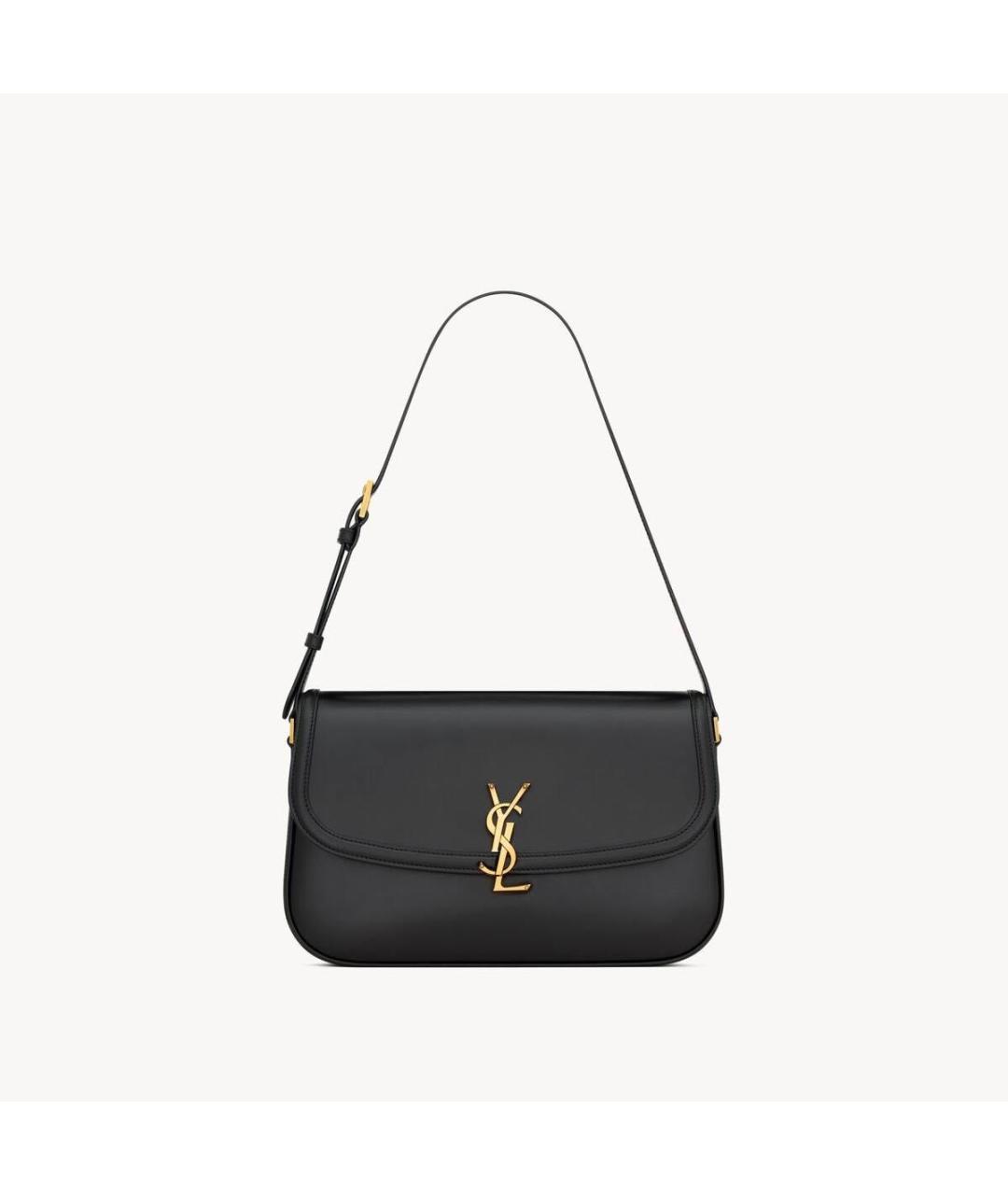 SAINT LAURENT Черная кожаная сумка с короткими ручками, фото 7