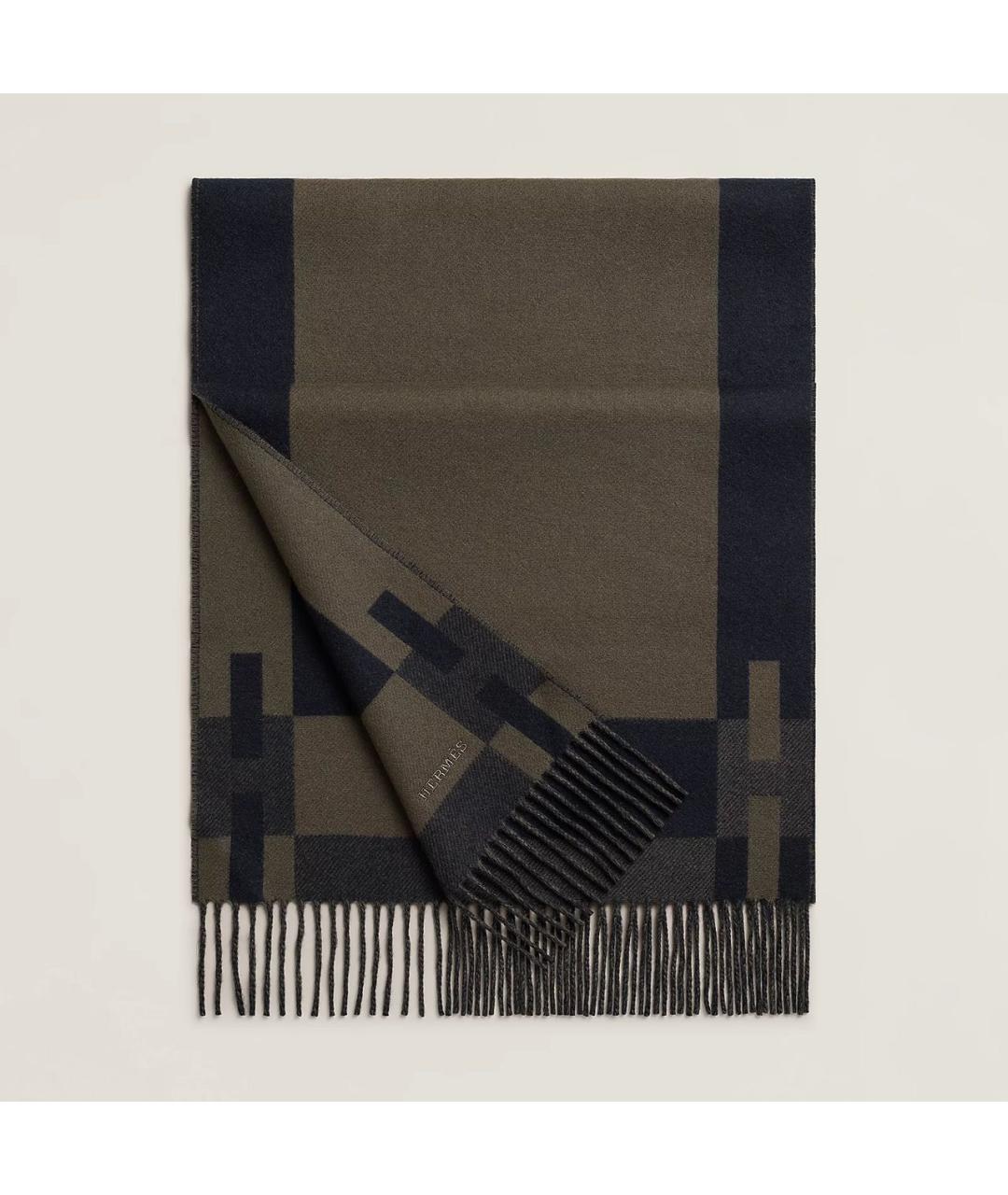 HERMES Коричневый кашемировый шарф, фото 4