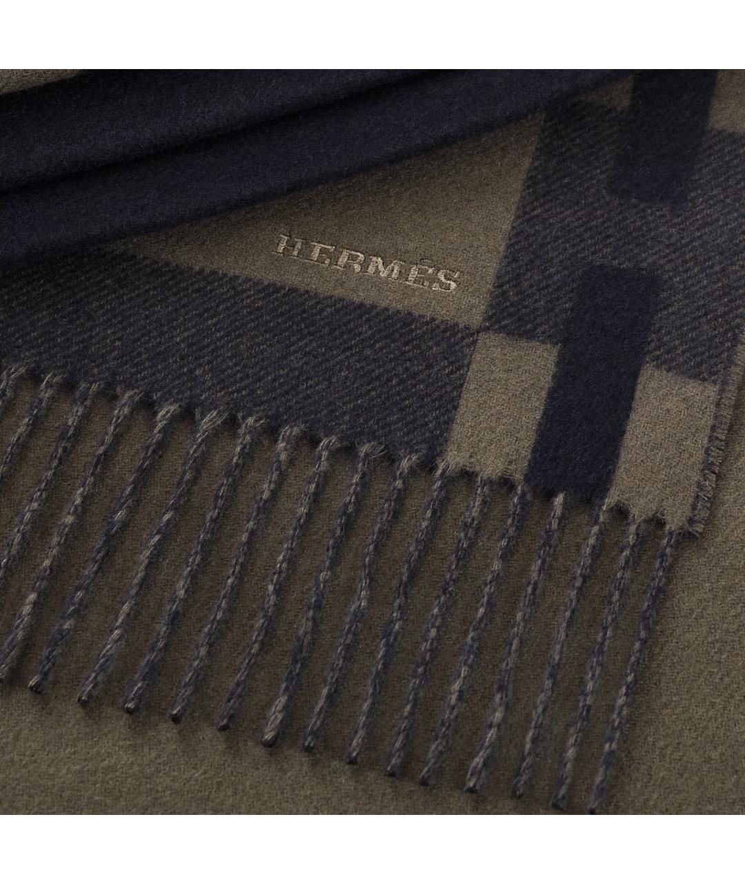 HERMES Коричневый кашемировый шарф, фото 3
