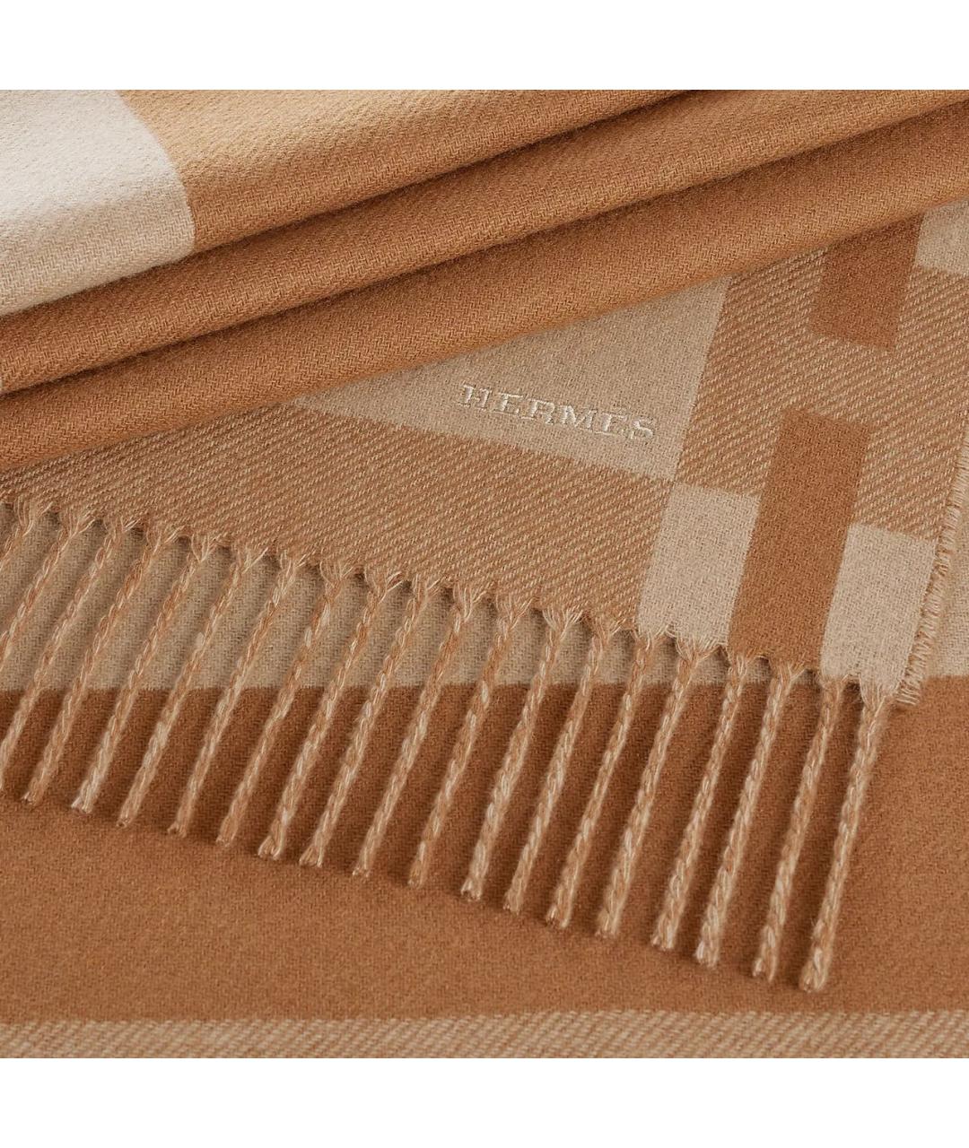 HERMES Бежевый кашемировый шарф, фото 3