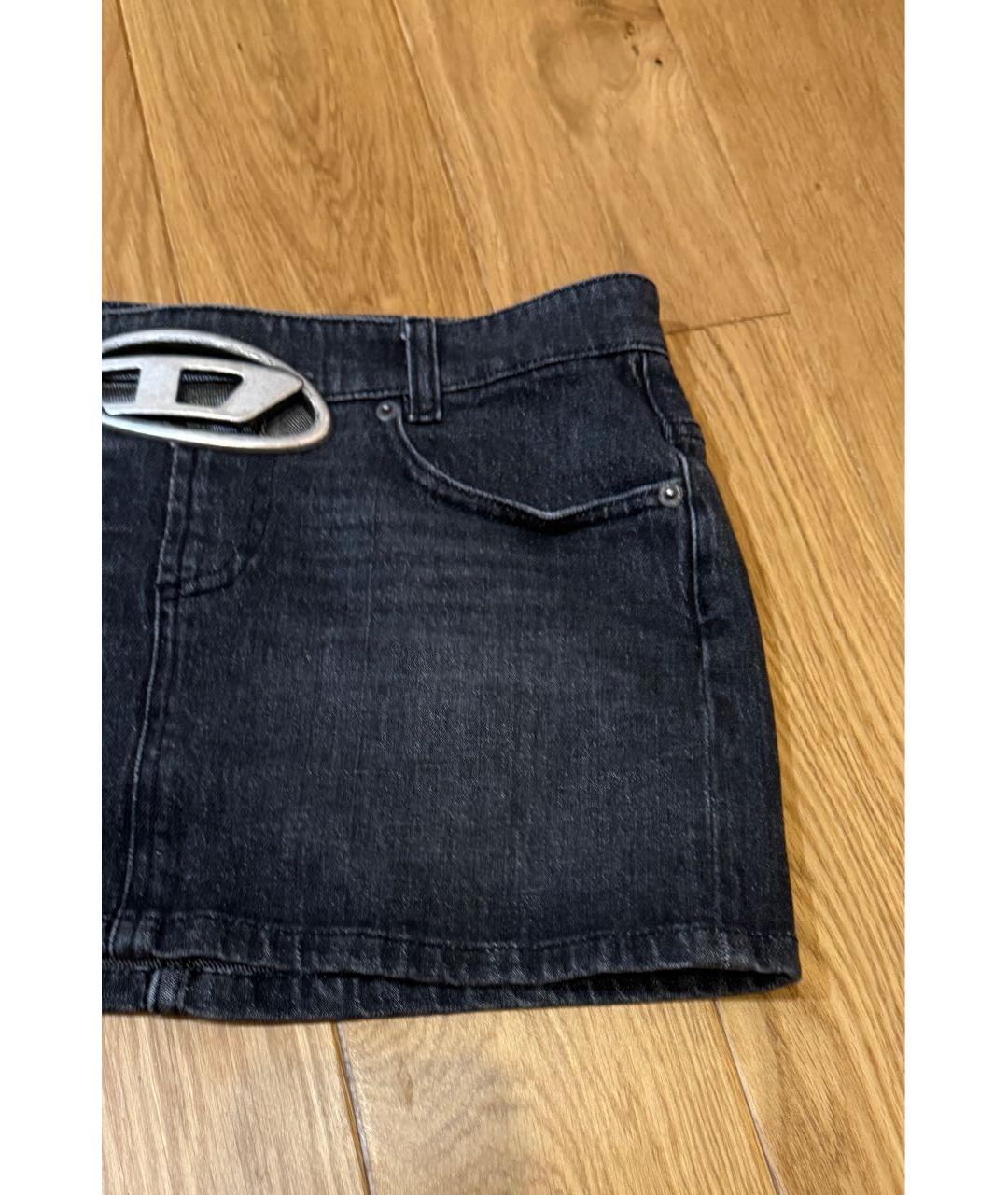 DIESEL Черная деним юбка мини, фото 4