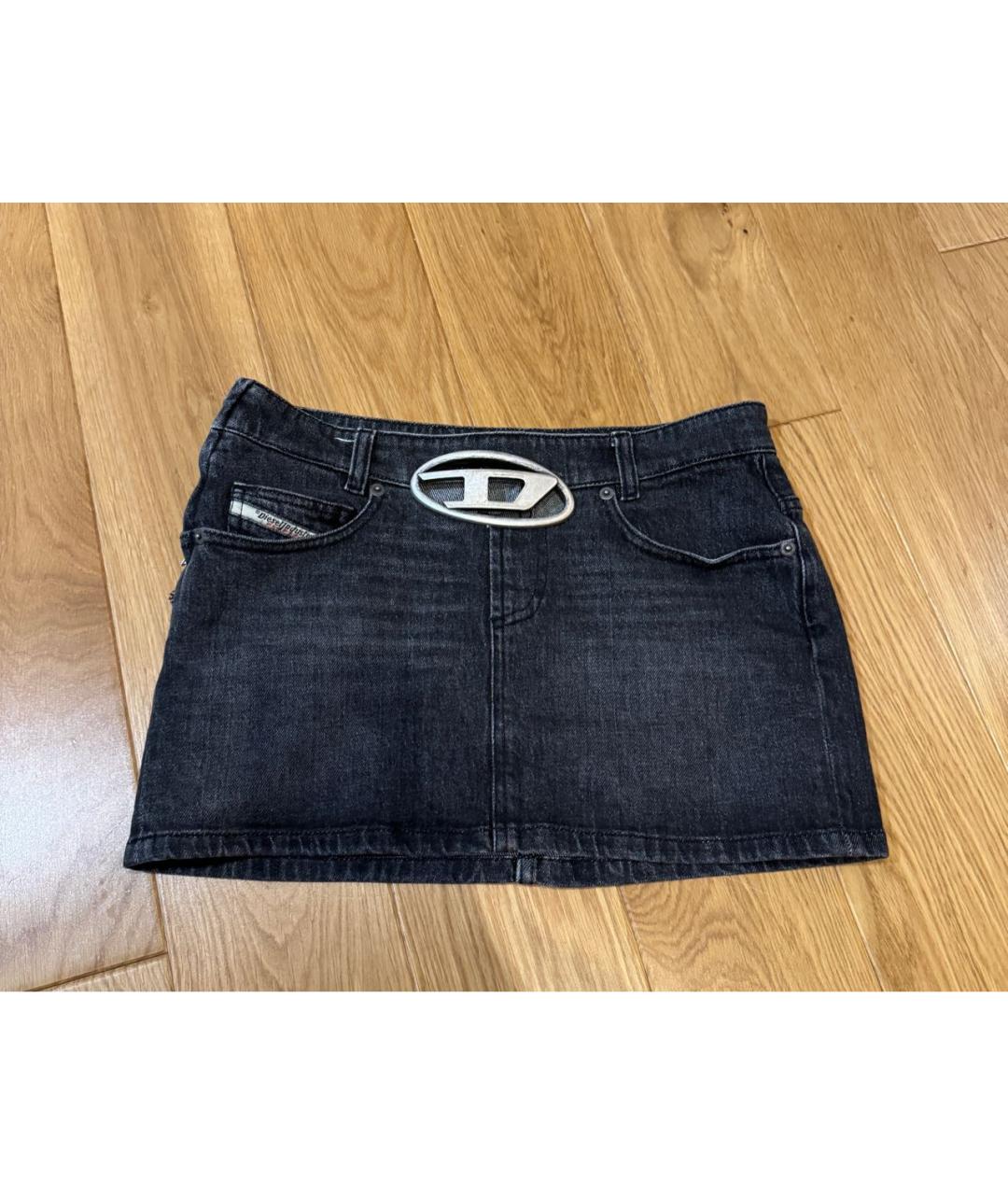 DIESEL Черная деним юбка мини, фото 5