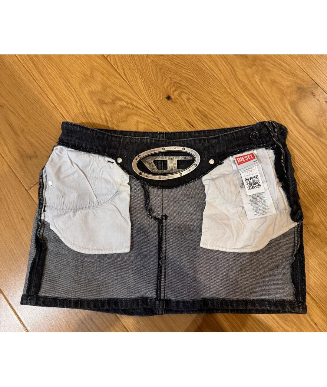 DIESEL Черная деним юбка мини, фото 3