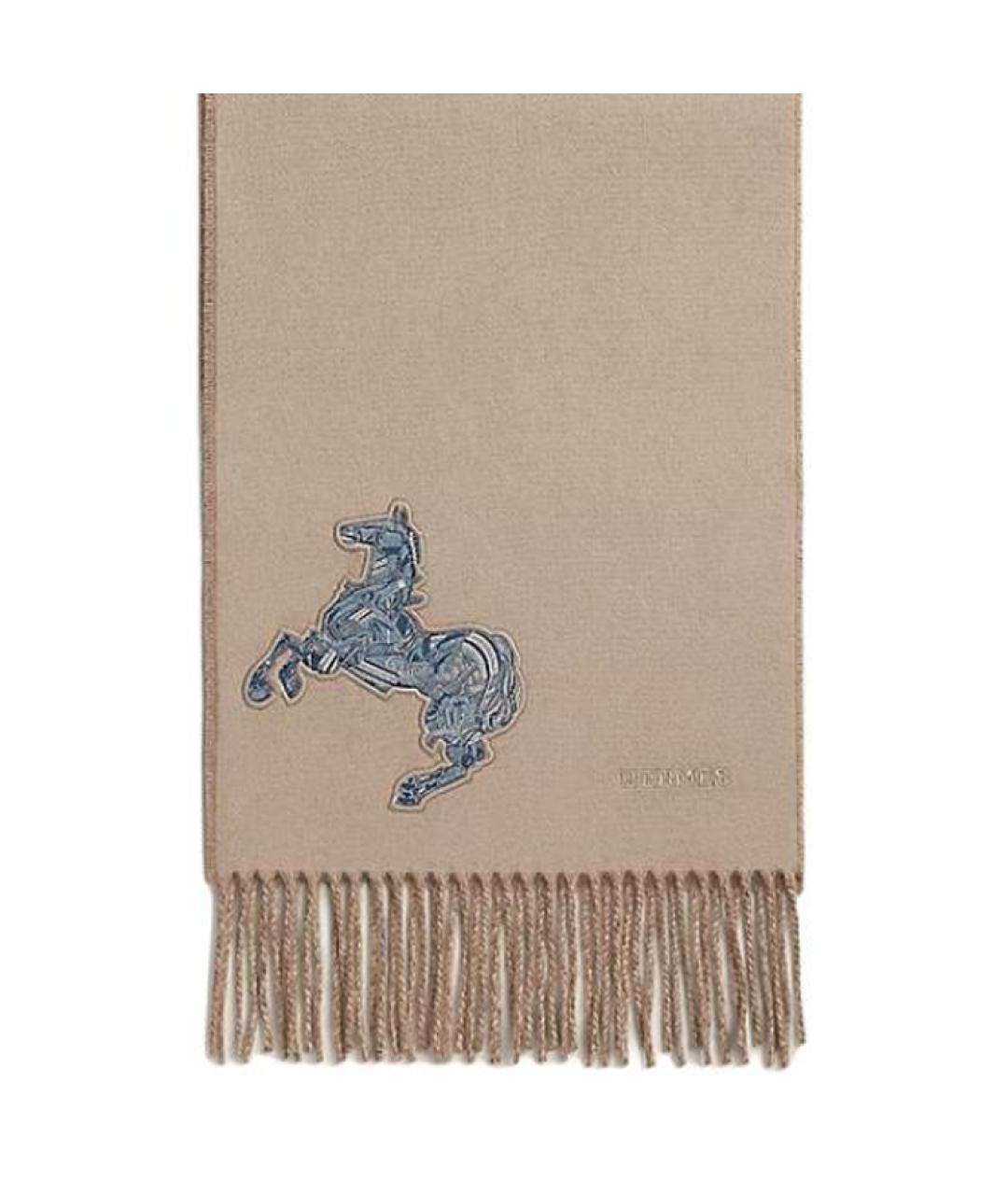 HERMES Бежевый кашемировый шарф, фото 2
