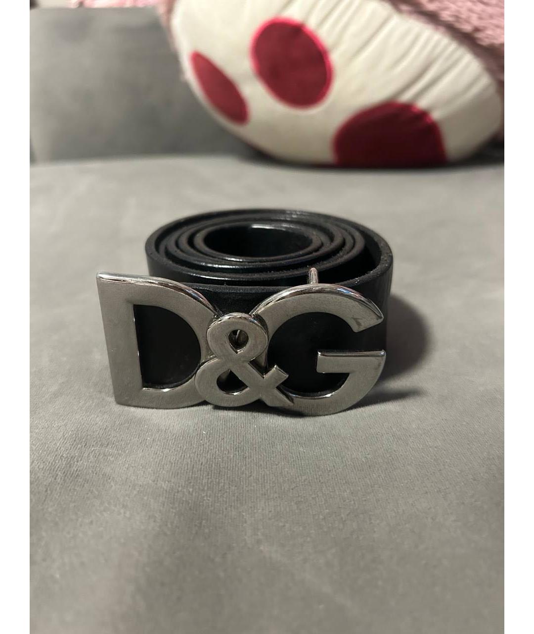 DOLCE&GABBANA Черный кожаный ремень, фото 4