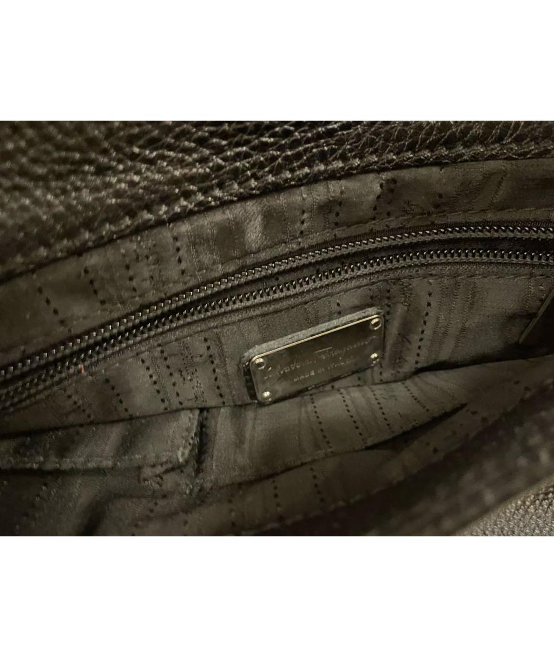 FERRAGAMO Черная кожаная сумка через плечо, фото 4