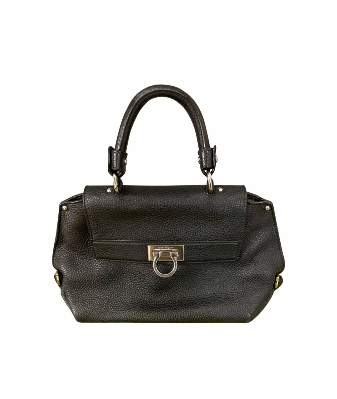 FERRAGAMO Черная кожаная сумка через плечо, фото 1