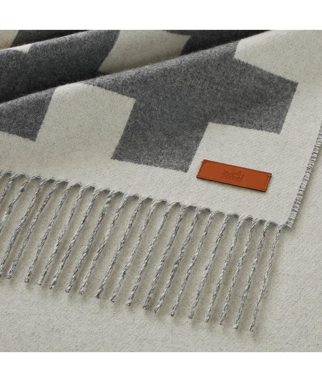 HERMES Серый кашемировый шарф, фото 2
