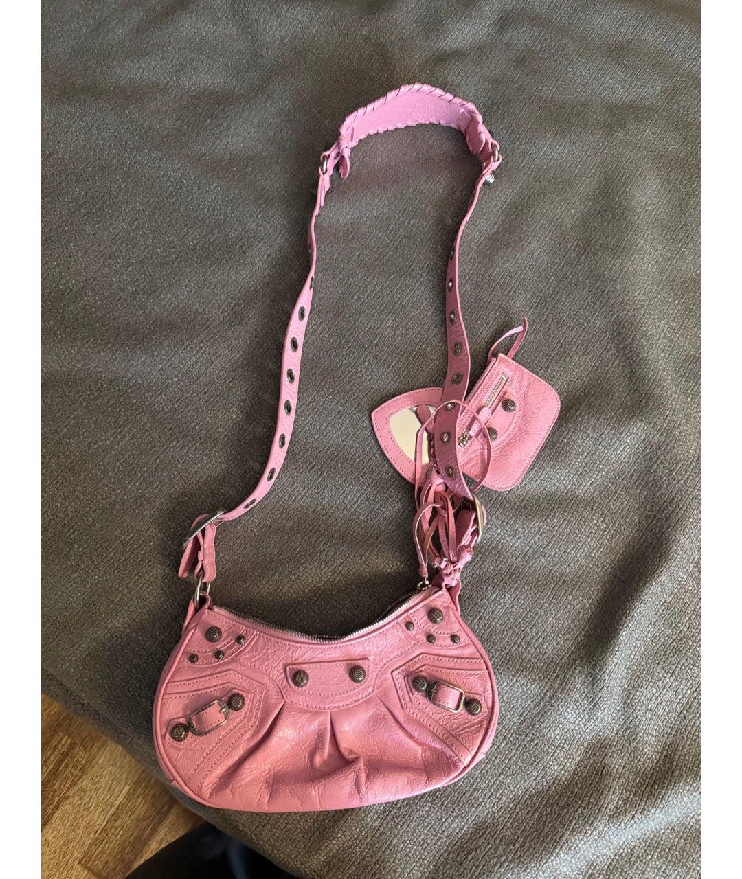 BALENCIAGA Розовая кожаная сумка с короткими ручками, фото 5