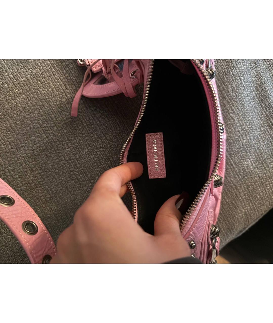 BALENCIAGA Розовая кожаная сумка с короткими ручками, фото 3