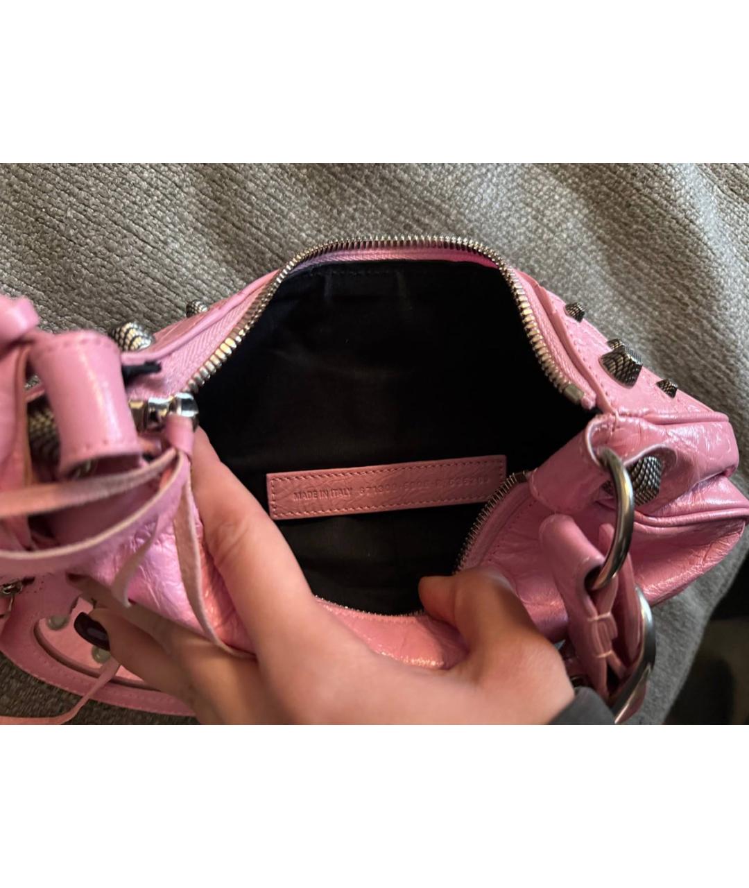 BALENCIAGA Розовая кожаная сумка с короткими ручками, фото 4