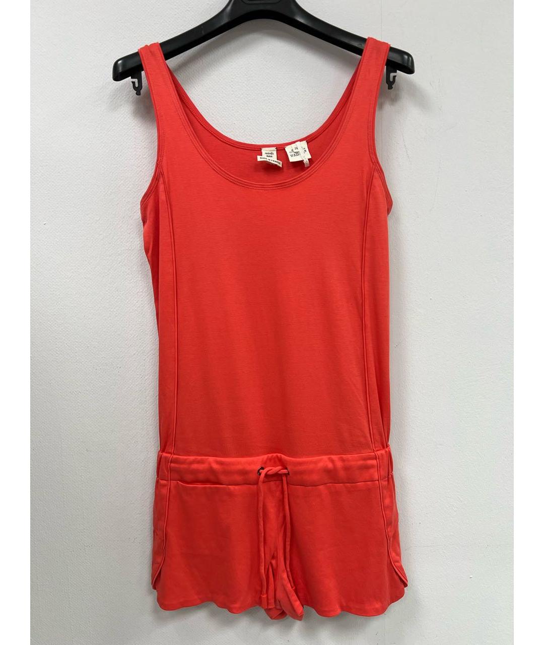 HERMES Коралловый хлопковый комбинезон, фото 5