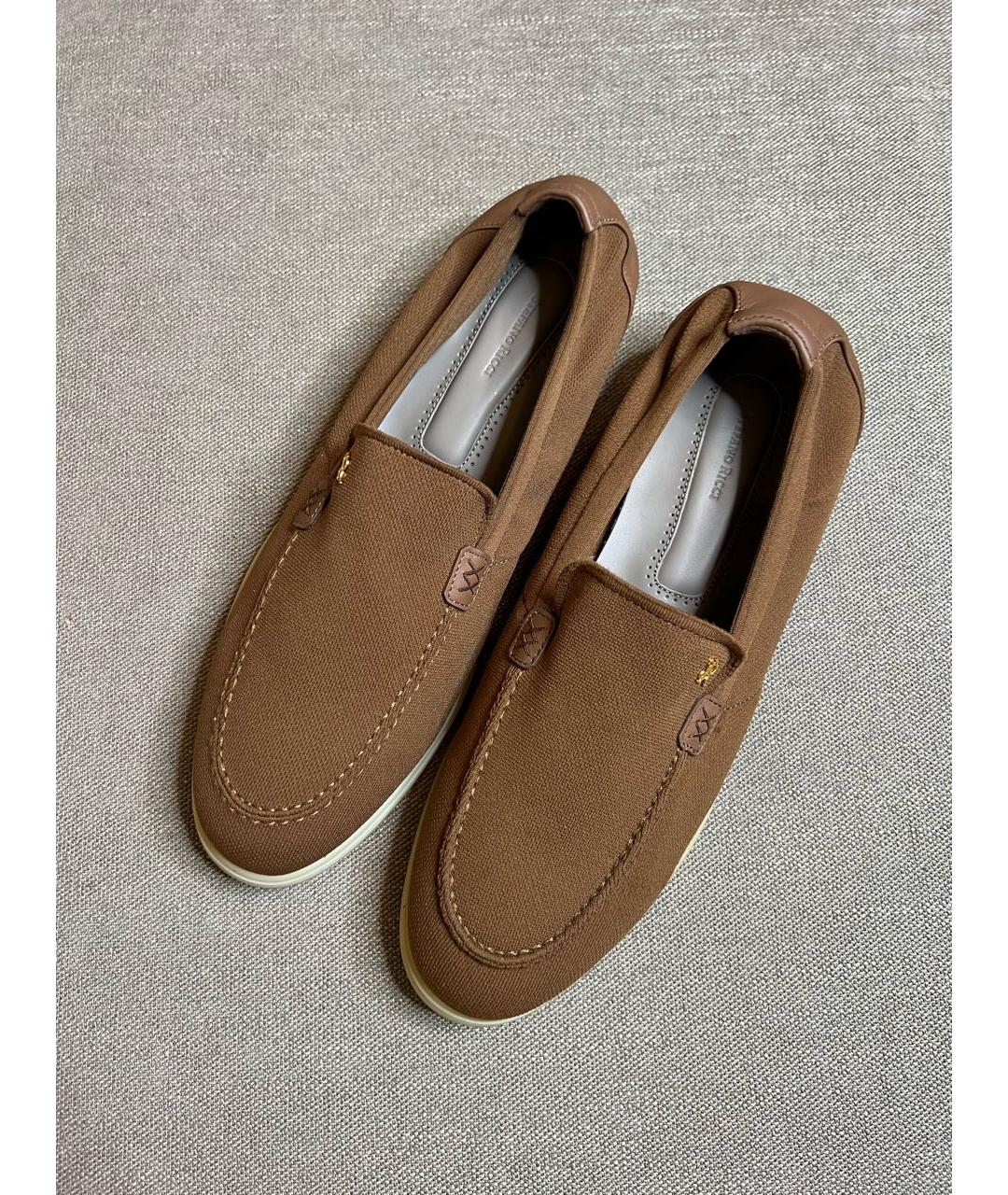 STEFANO RICCI Коричневые текстильные лоферы, фото 5