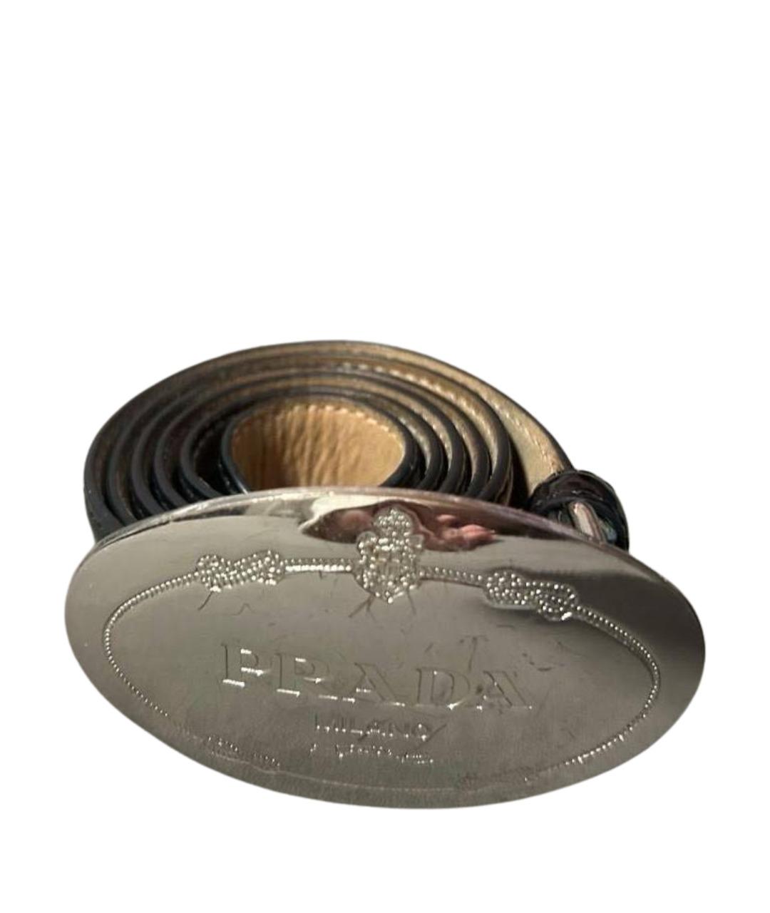 PRADA Черный ремень из лакированной кожи, фото 1