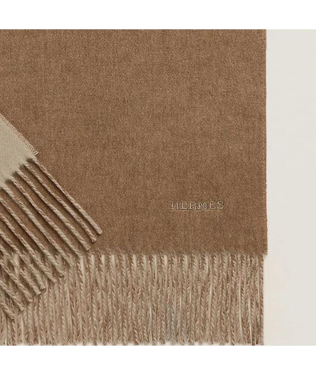 HERMES Бежевый кашемировый шарф, фото 2