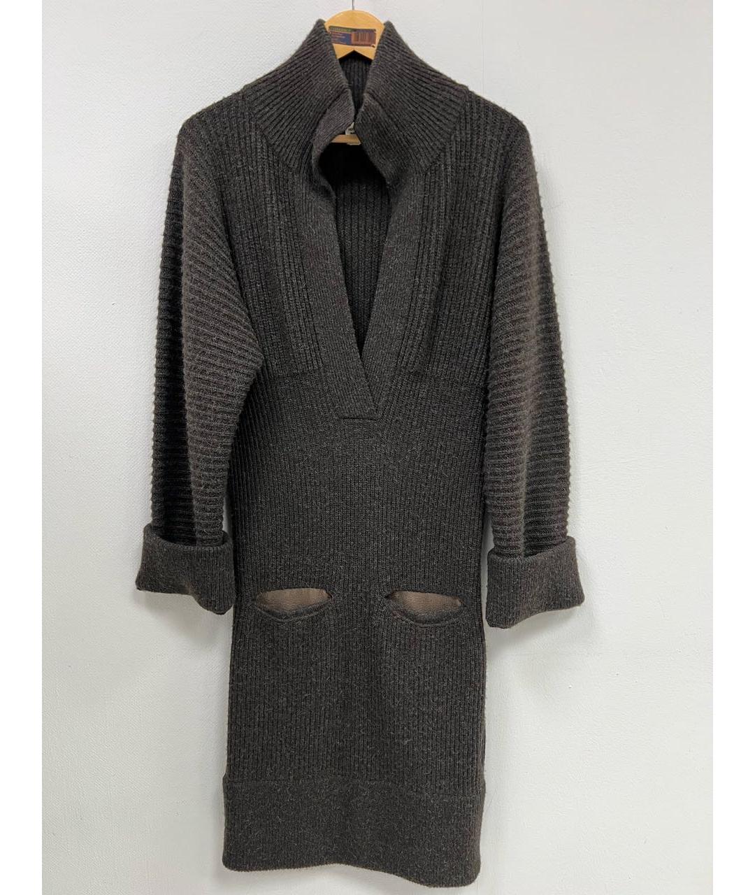 HERMES Коричневое шерстяное повседневное платье, фото 8