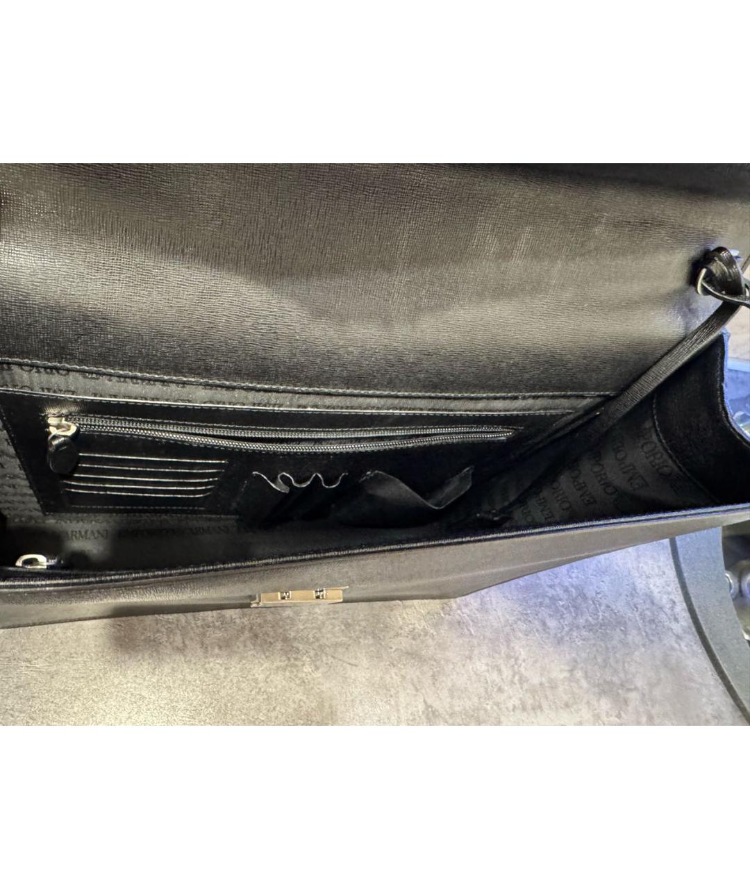 EMPORIO ARMANI Черный кожаный портфель, фото 5