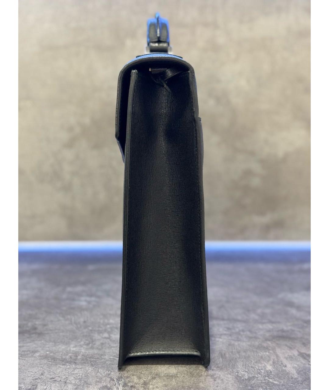 EMPORIO ARMANI Черный кожаный портфель, фото 6