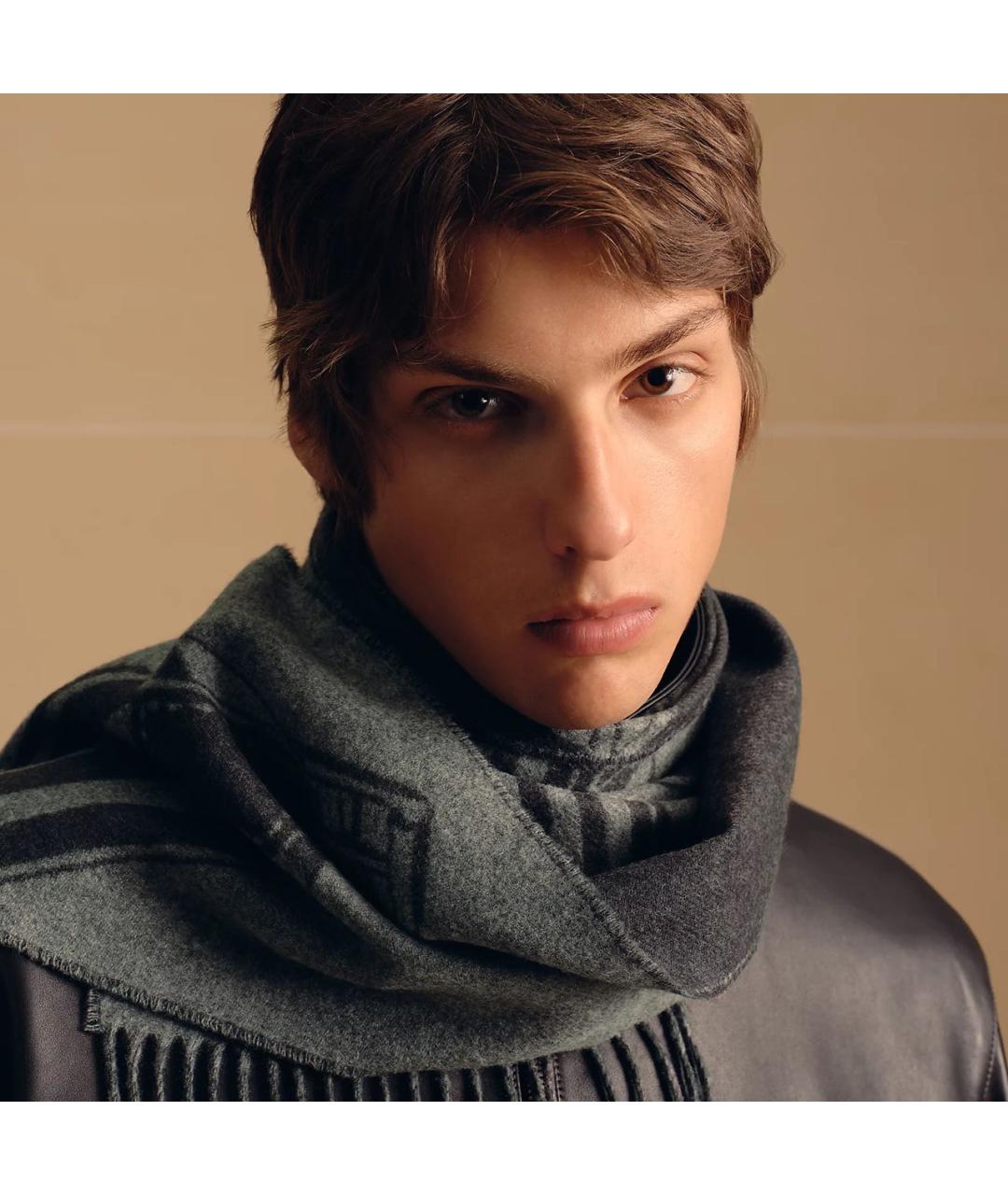 HERMES Антрацитовый кашемировый шарф, фото 2