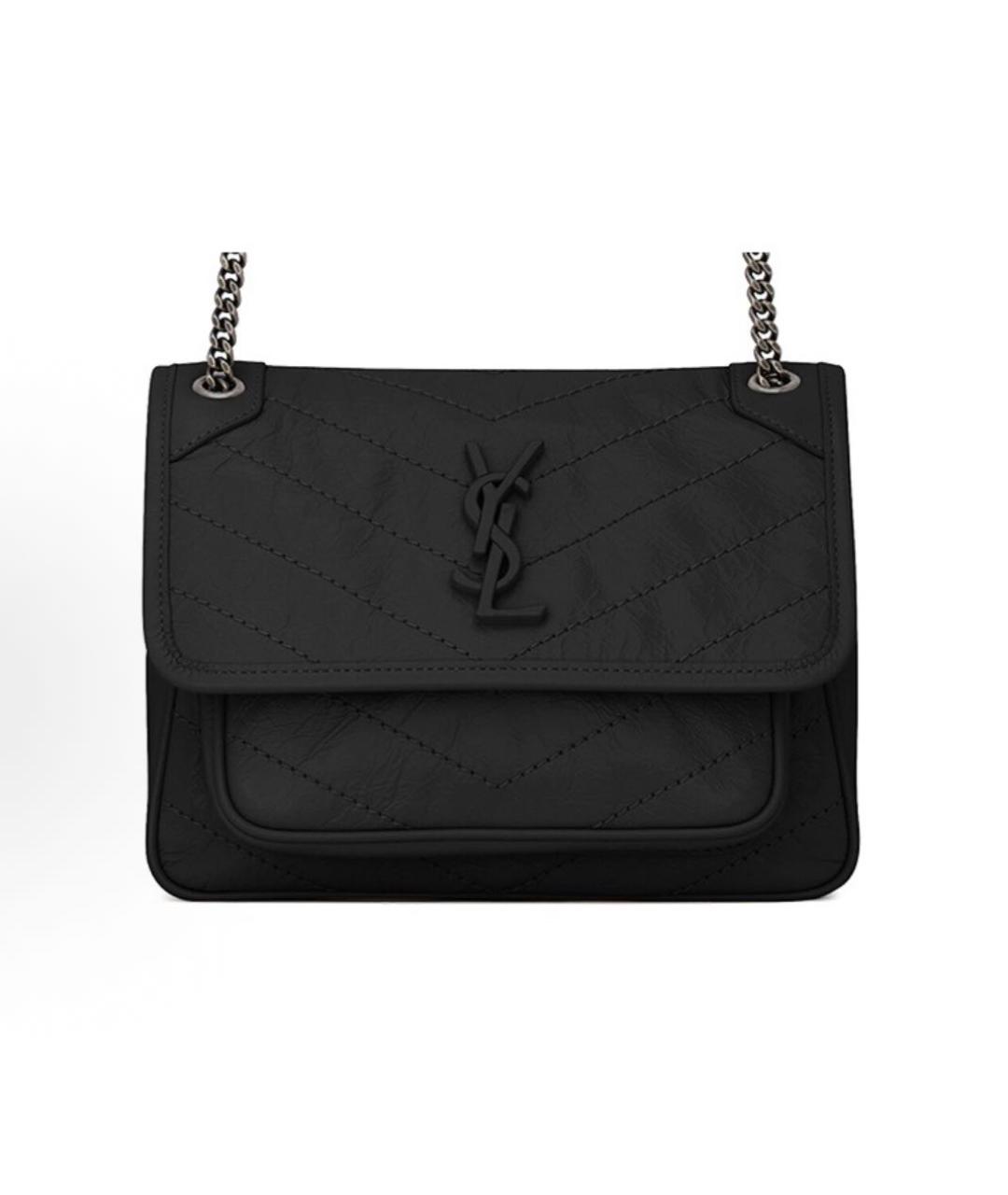 SAINT LAURENT Черная кожаная сумка через плечо, фото 6