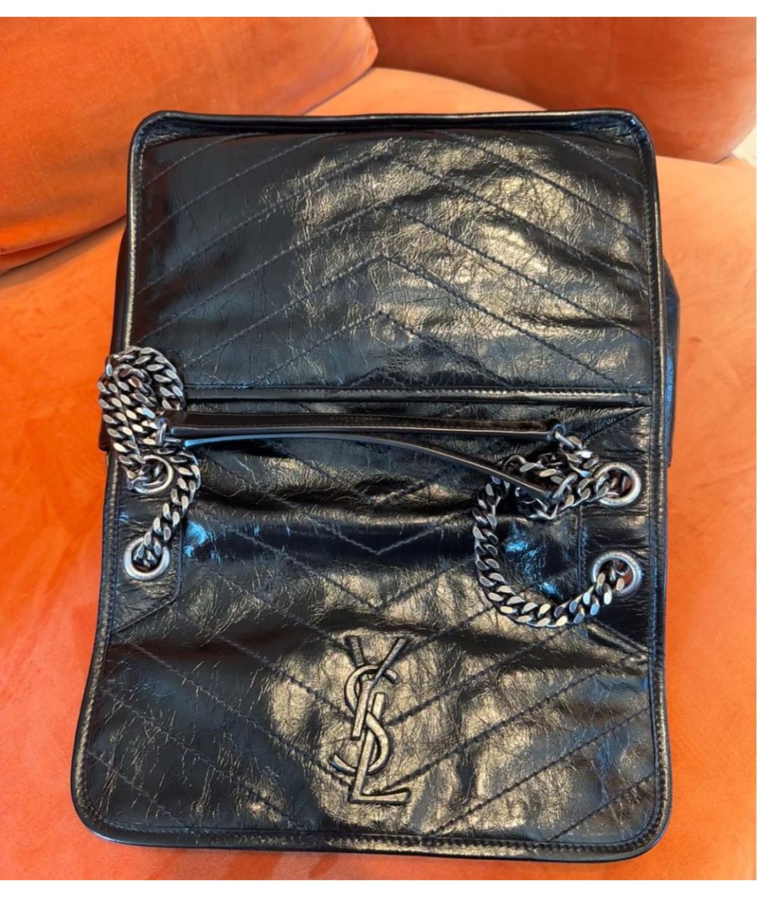 SAINT LAURENT Черная кожаная сумка через плечо, фото 5