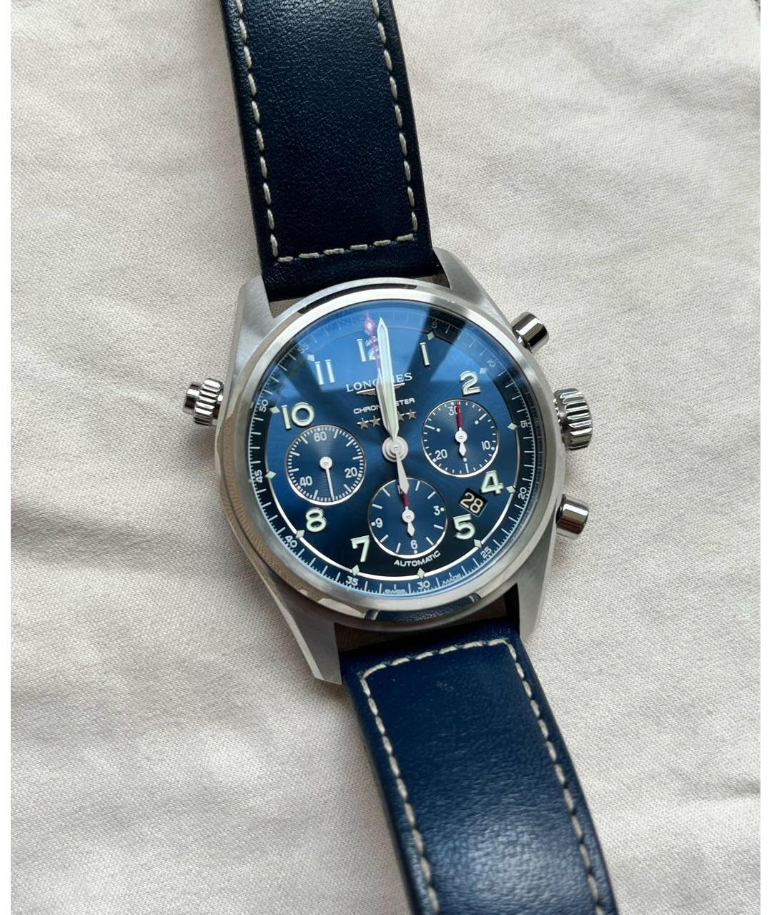 LONGINES Синие стальные часы, фото 4