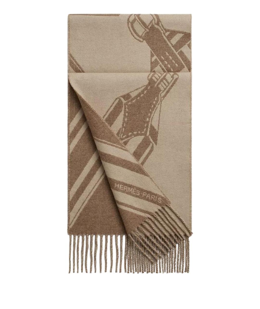 HERMES Бежевый кашемировый шарф, фото 1