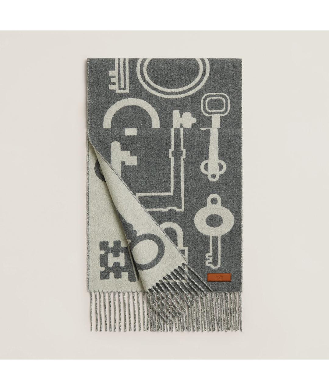 HERMES Серый кашемировый шарф, фото 4
