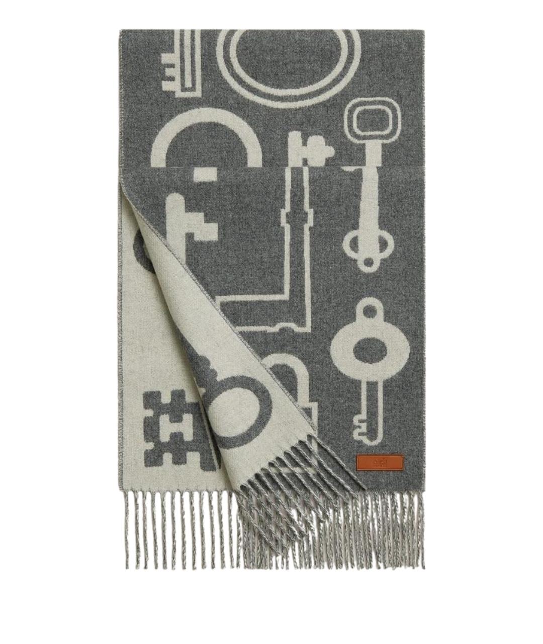HERMES Серый кашемировый шарф, фото 1