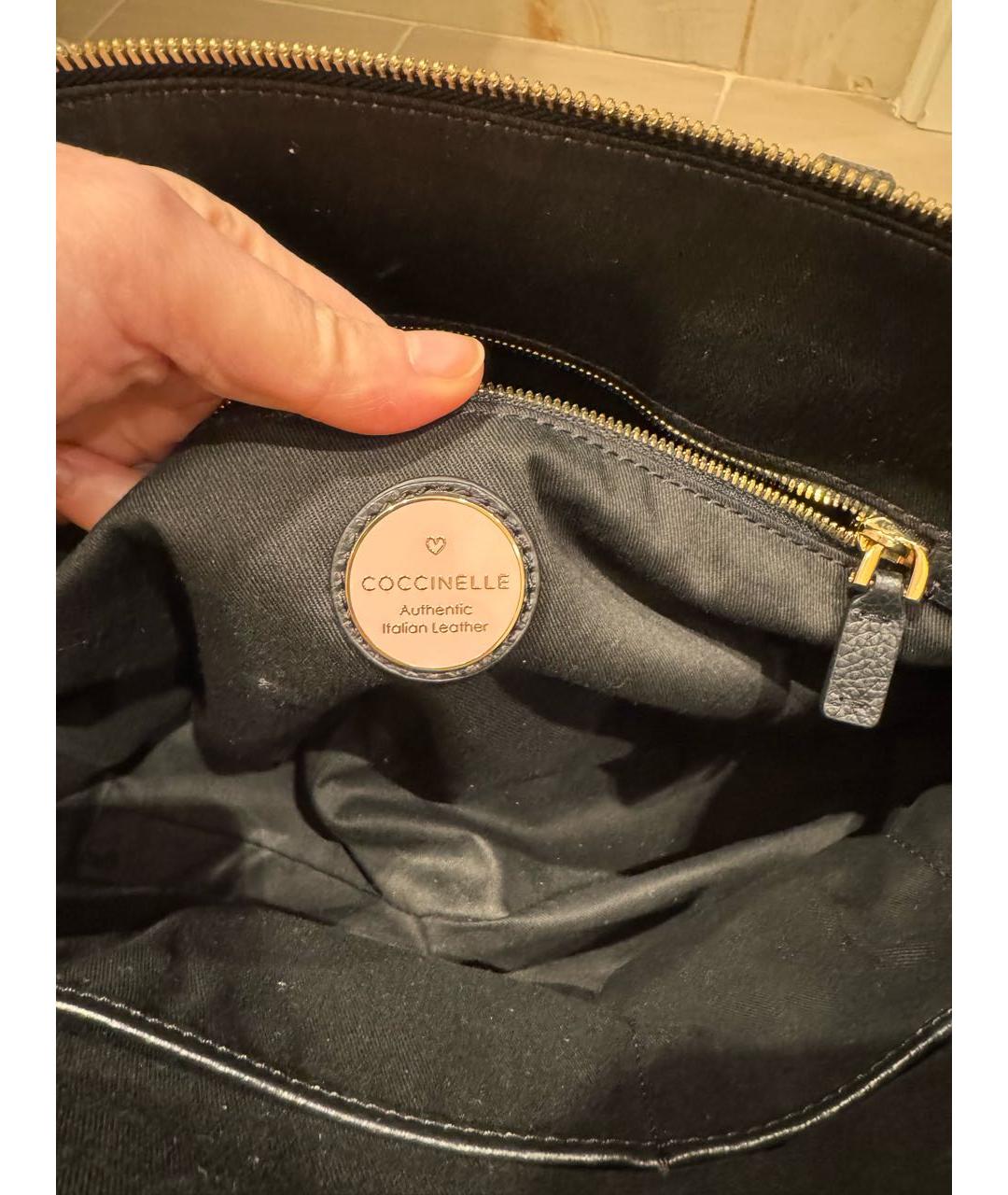 COCCINELLE Черная кожаная сумка тоут, фото 5