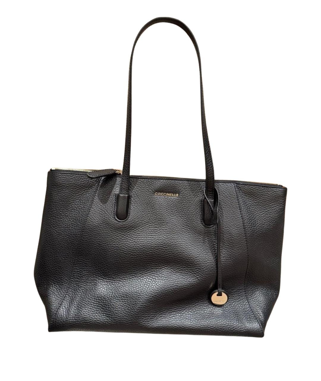 COCCINELLE Черная кожаная сумка тоут, фото 1