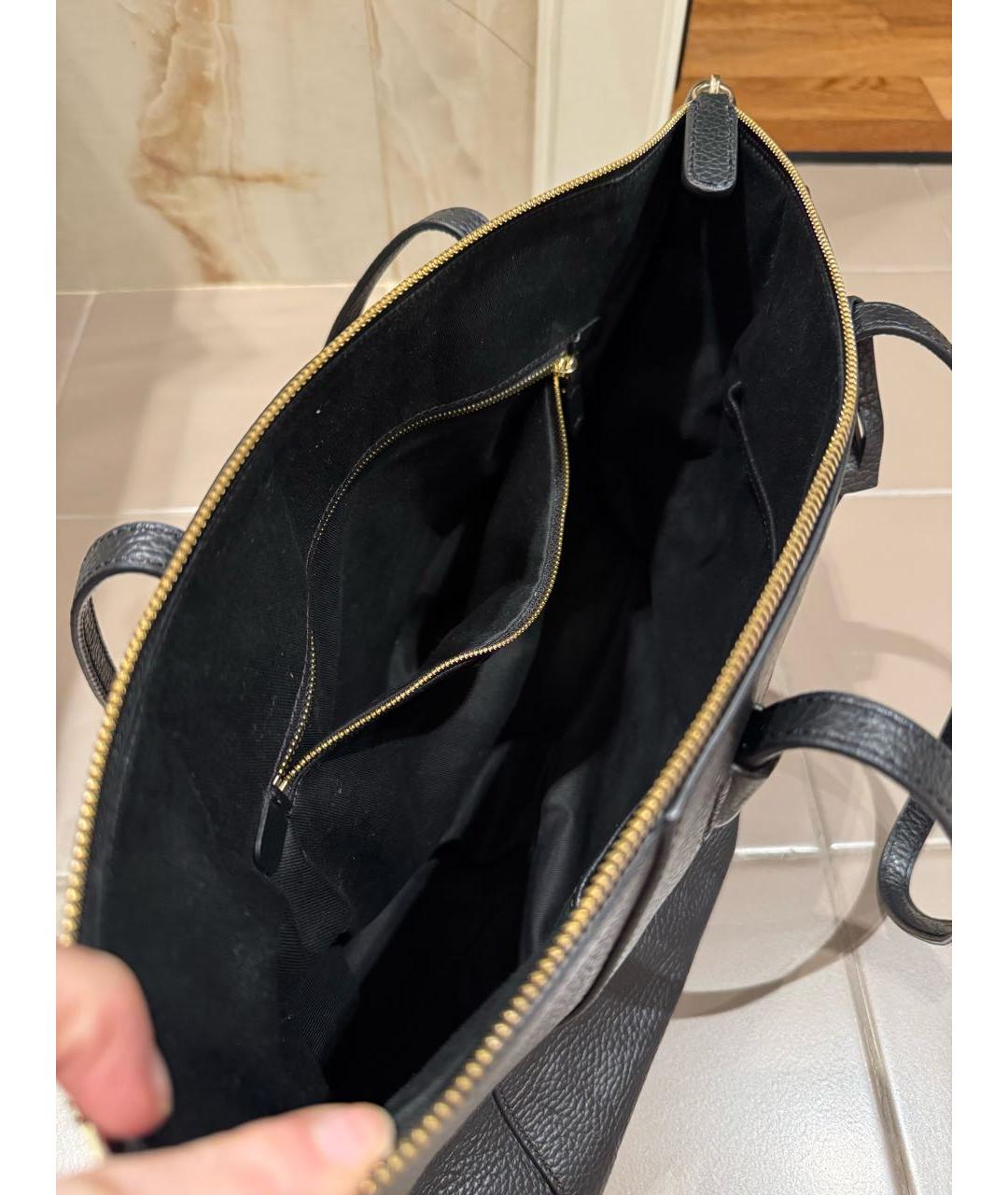 COCCINELLE Черная кожаная сумка тоут, фото 4